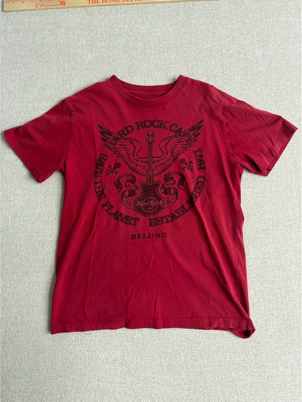 Hard Rock Cafe Beijing Graphic T-Shirt Red Mens Medium Eagle Guitar Print